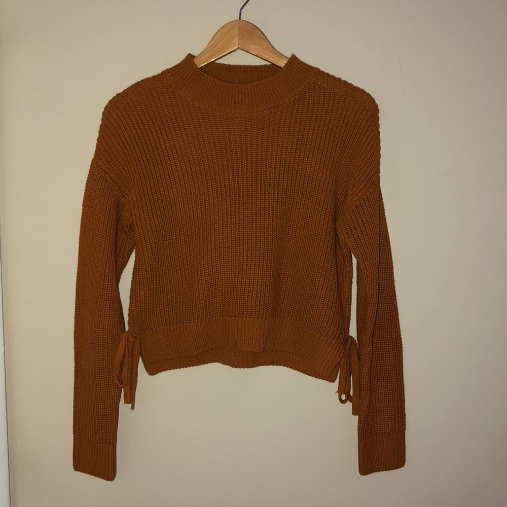 Burnt Orange Sweater w Ties as the Side